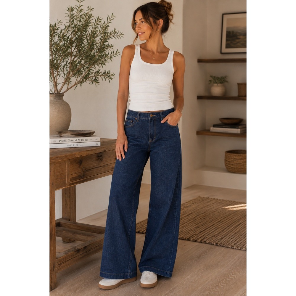 Rachel Zoe Jeans Womens Size 2 Blue Dark Wash Wide Leg Denim Retro 70s